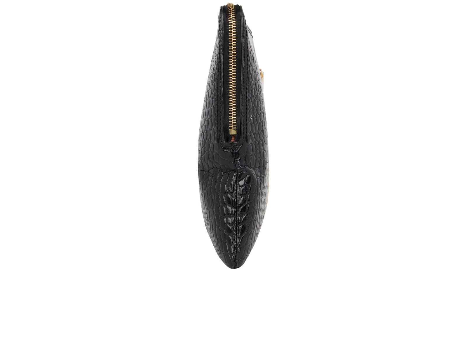 Croc Embossed Clutch, &pound;150, Handbags, Black, Leather, Side view